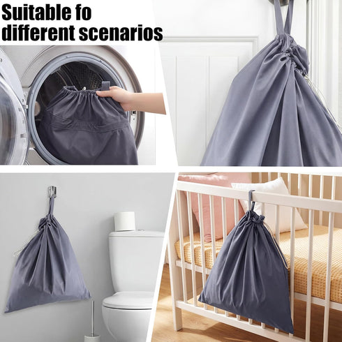 Tegeme 2 Pack Reusable Cloth Diaper Pail Liner Bags, Hangable Pail Liner with Strap, Reusable Laundry Bag Waterproof