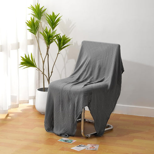Hollyoo Muslin Swaddle Blanket, 100% Viscose Made from Bamboo Solid Gray Unisex Swaddle