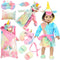 XFEYUE American 18 inch Doll Clothes and Sleeping Bag Set - Rainbow Unicorn