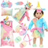 XFEYUE American 18 inch Doll Clothes and Sleeping Bag Set - Rainbow Unicorn