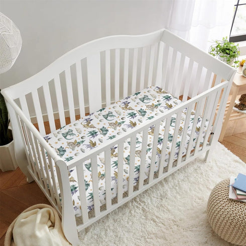 52" 28" HawSkgFub Watercolor Cute Dragon Fairy Tale Fitted Standard Crib Sheet Baby Boy, Cloud Moon Star Dragons Egg