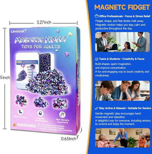 Levuicxk 580PCS Magnetic Fidget Toys for Adults Magnet Fidget, Magnetic Balls, Beads, Rocks & Ferrite Putty Stress