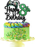 Video Game Boy's 8th Birthday Cake Topper - Happy 8th Birthday Party Supplies - Game On Level Up Winner Decoration