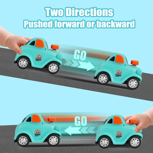 IOMDRWU 1-3, 6-9-12-18 1st 1-2 Inertial Push and Go Cartoon Car Toys for Toddlers Friction Powered Race Vehicles