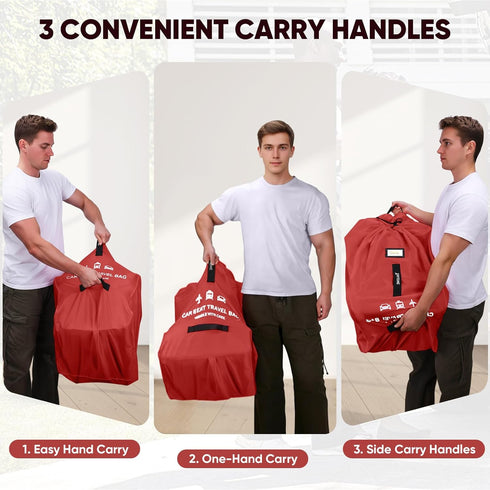 3 BALEINE Car Seat Travel Bag for Airplane, Water-Resistant Car Seat Bags for Air Travel, Foldable Cover with Handles
