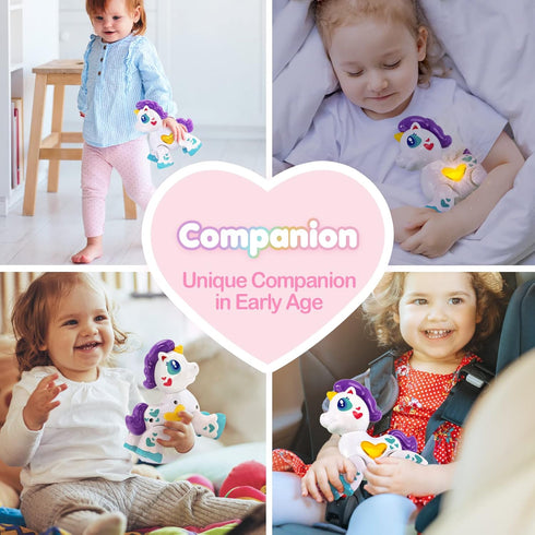 hahaland Toys for 1 Year Old Girl - Unicorn Musical Light Up Baby Girls Interactive Travel Christmas Stocking Stuffers
