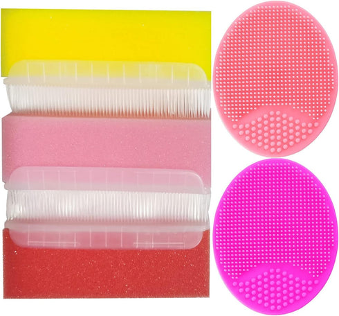 MR LION (Pack 6) Baby Bath Sponges for Newborns - Baby Cradle Cap Brush - Cradle Cap Comb for Babies of (Mixed Color A)