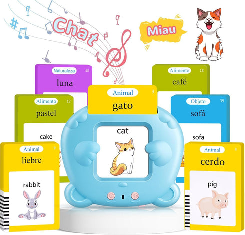 Spanish & English Talking Flash Cards for Toddler 2-6 Years Old, Learning Montessori Toys with 224 Sight Words