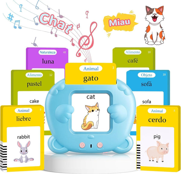 Spanish & English Talking Flash Cards for Toddler 2-6 Years Old, Learning Montessori Toys with 224 Sight Words