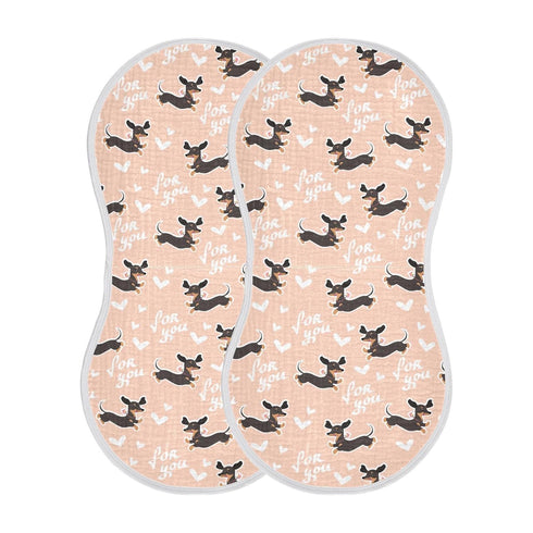 KICPOAY Muslin Baby Burp Cloths, Cute Dachshund Dog Muslin Baby Rags Comfy Soft