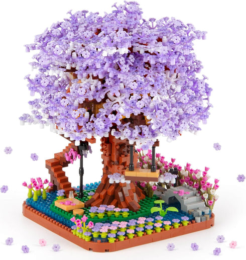 HIGH GODO Cherry Blossom Bonsai Tree Micro Building Set, Japanese Sakura Tree