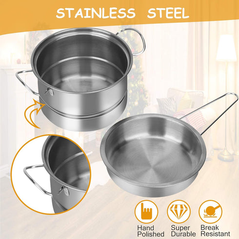 Sets 46Pcs, Set 3 4 Play Food for Kids Kitchen, Play Kitchen Accessories Stainless Steel Cookware Pots and Pans