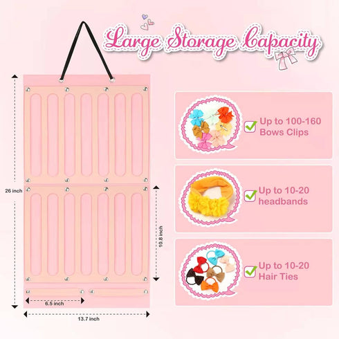 16 Vimiv Hair Bows Holder & Organizer w/Large Capacity, Ribbons,Bows Organizer, Baby Hair Accessory Storage Display