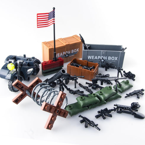 Pack 3 Weapons Military Weapons Accessories WWII Soldier Model Toys Military Equipment Battle Blocks Bricks Children's