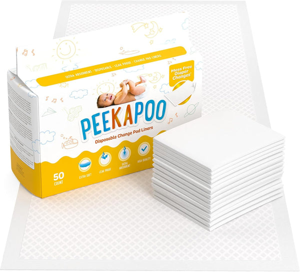 Peekapoo - The Original Disposable Baby Changing Pad Liners 50 Pack |