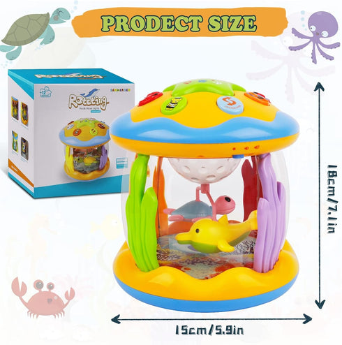 6-12 0-6 12-18 Tummy 1 2 3 M SANMERSEN Baby Boys Toys Months, Babies Ocean Rotating Lights Up Musical Toys for Months