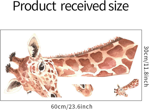 ROFARSO Lifelike Cute Giraffe Animal Vinyl Wall Stickers, Removable Wall Decals for Nursery Baby Bedroom Living Room