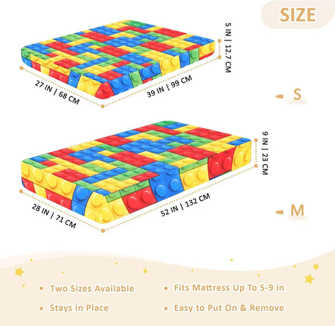 CZXW 52" 28" Building Blocks Colorful Crib Sheets Fitted x Natural Cotton Soft & Breathable for Baby Crib Mattress