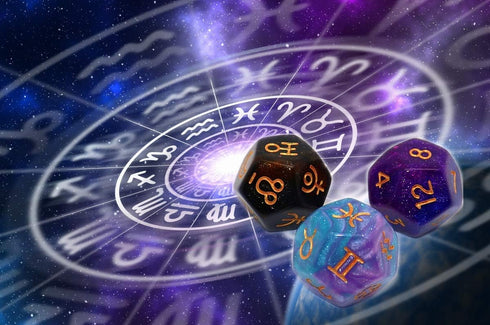 3 Pieces Astrology Dice Acrylic Pearl, Astrological Dice for Constellation Divination, 3 Colors D12 Glitter Astro Dice