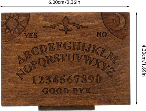 6.00X4.30X0.80cm/2.36X1.69X0.31in LOGOFUN Miniature Wooden Spirit Board with Planchette Mini Tiny Spirit Talking Board