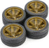 4PCS RC Car Rubber Tires and Plastic Wheels Rims Compatible with 1/10 Scale On Road Touring Racing Flat Drift Car Traxxas HSP HPI Tamiya Sakura (Gold)