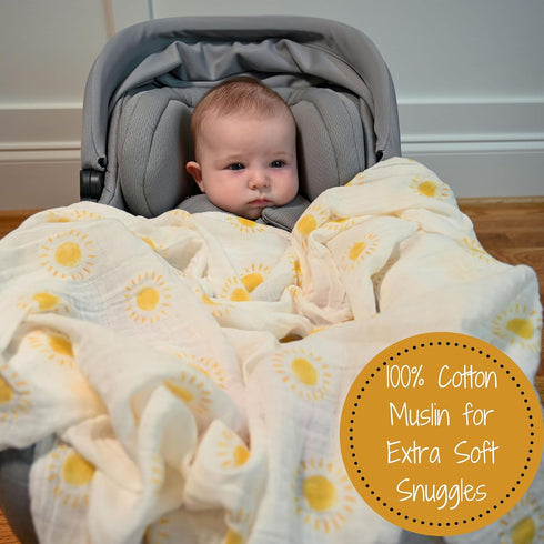 100% 47 47 Inches LollyBanks Baby Blanket for Boys and Girls, Cotton Muslin Swaddle Blankets for Newborns, x Soft