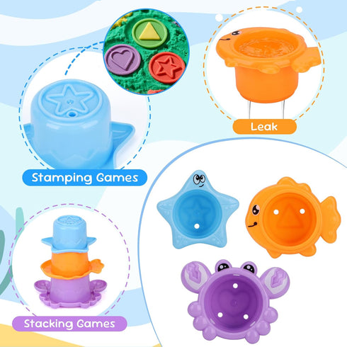 1-3 2-4 1+ 9 Fajiabao Baby Bath Toys for Kids Ages Toddler Bath Toys Mold Free for Bathtub Sand Beach Pool Water Toys
