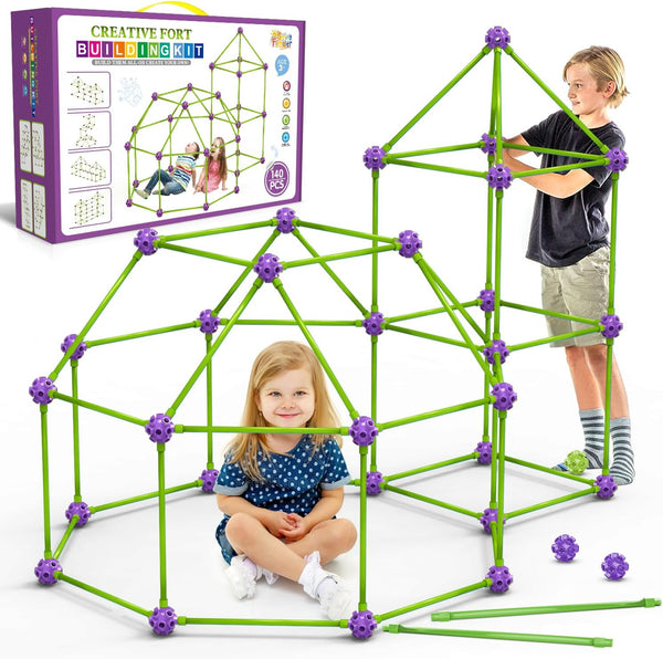Fort Building Kit for Kids, STEM Construction Toys, Educational Gift for Boys and Girls Age 3-12, 140 Pcs, Purple