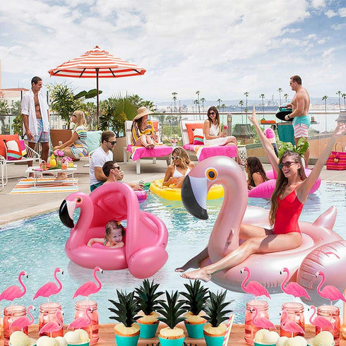 Swimming Baby Pool Float with Canopy,Flamingo Inflatable Ring,Infant Pool Floaties Sunshade Toys for Baby Girls Boys