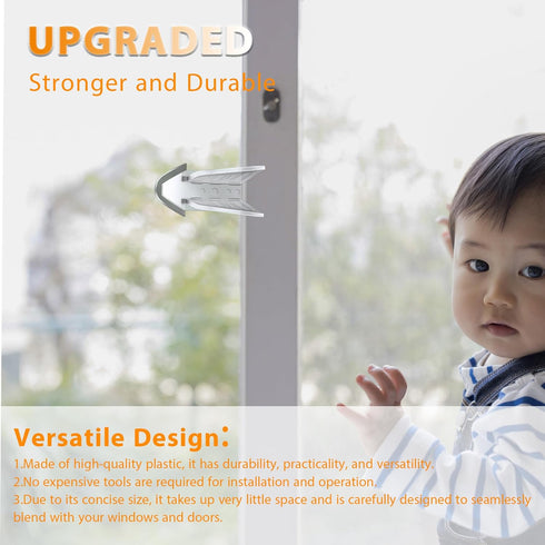 6 Pack Child Proof Sliding Door Locks for Kids Safety - Window Locks for Sliding Closet and Glass Doors