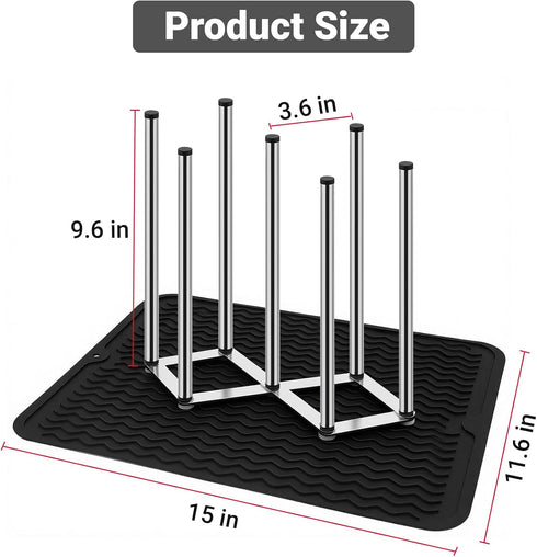 Enprotty Countertop Stainless Steel Bottle Drying Rack with Non-Slip Silicone Mat Foldable Water Bottles Dryer Stand