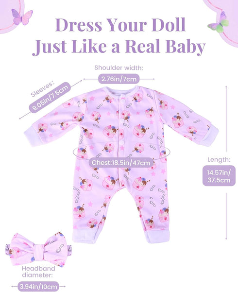 17-22 Inch 5 Sets BABESIDE Reborn Baby Doll Clothes for Dolls, Baby Doll Clothes Outfits Accessories - Romper Suit