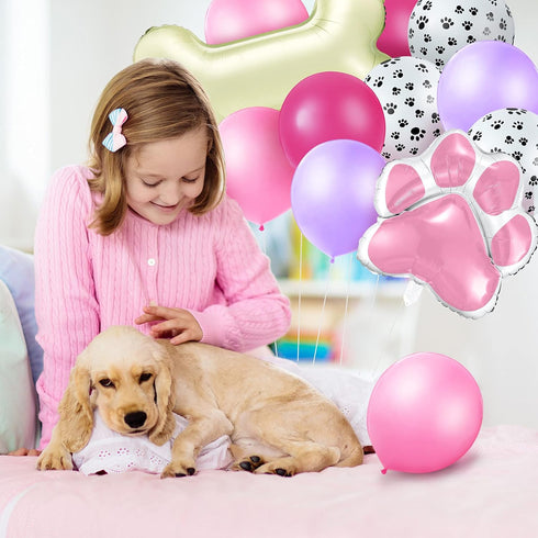 46 Pcs Dog Themed Balloon Decoration Set with Paw Print and Bone Balloons for Birthday Party Supplies