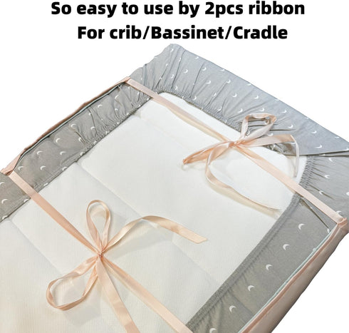 AKISS Set Reversible Satin Crib Sheet and Pillow Cover for Babies - Champagne & Mint