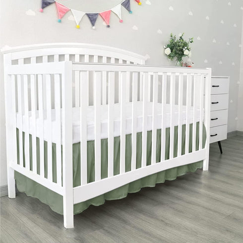 100% (28" 52" 14") 800 Count 14" Egyptian Cotton, Nursery Crib Toddler x + Thread Crib Skirt Dust Ruffle, Bedding