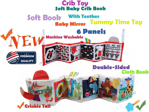 Tummy 0-3-6-12 bebe mondo High Contrast Baby Toys for Newborn, Black and White Time Mirror Toy Baby Books for Babies