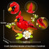 Set, JAKI Northern Cardinal Building Red Birds with Flower Camellia for Adults, Red Cardinal Model for Bird Lovers