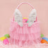 Tutu Easter Basket, Pink Ruffled Shining Tulle with Fluffy Bunny Ears, Easter Theme Party Favors and Decorations for