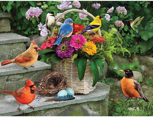 Bits and Pieces - 300 Piece Jigsaw Puzzle for Adults - Birds On The Porch Steps by Greg Giordano