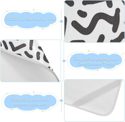 SyXIOP 28" 52" Black Abstract Irregular Lines Cooling Baby Crib Mattress Protector x Absorbent Bed Pads Washable