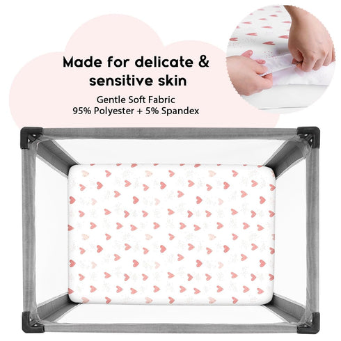 Pack 2-Pack Pack Yoofoss and Play Sheets Fitted, Mini Crib Sheets for N Play Mattress, Stretchy Playard Sheet, Soft