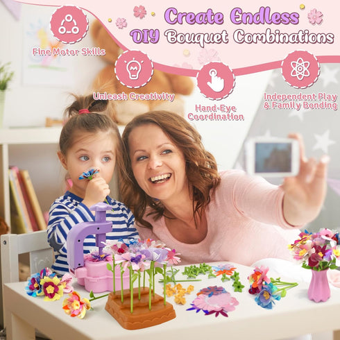 JUMP PASS BY 3 4 5 6 7 8 9+, Fabric Flower Bouquets Toys Mess-Free Flower Crafts for Kids & DIY Arts and Kid Crafts