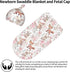 Nanyizly Set 0-6m Watercolor Cute Animals Newborns Beanie Swaddle Blanket Baby Receiving Blankets for Infant Boy Girl