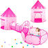 PigPigPen 3pc Kids Play Tent - Princess Tents with Ball Pit, Crawl Tunnel for Toddlers, Indoor & Outdoor Playhouse Toys
