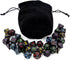 5 Sets New Black Polyhedral Dice with Satin-Lined Velvet Bag for Dungeons and Dragons DND RPG MTG