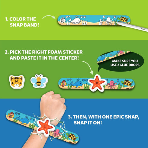 8 (8.6"), 4, 5, 6, 7, 8, 9, 10 Skillmatics Craft Activity - Snap Bandz, Animals, DIY Jewelry Art & Craft Activity