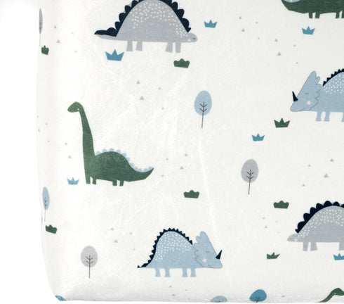 Lush Decor Baby Dinosaurs Roar Soft & Plush Fitted Crib Sheet, Dusty Teal & Gray, 52"x 28" x 9"