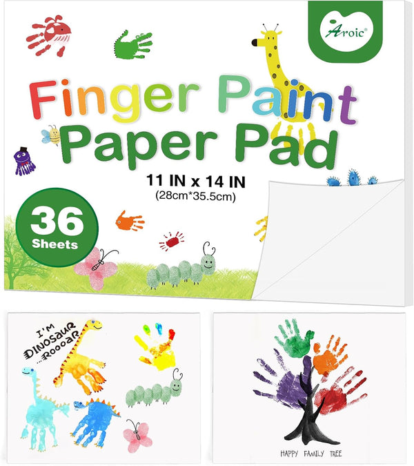 AROIC 36 Sheets Finger Paint Paper, 11 x 14 inches, Kids Art Supplies for Toddlers and Kids, Drawing & Finger Painting