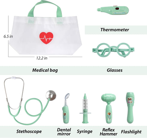 8 Playset 3 4 5 6 Phobby Kids Doctor Kit, Pieces Toddlers Doctor with Medical Storage Bag & Real Stethoscope, Pretend