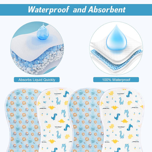 YSSPPOY 4 Packs 4-Layer Peanut Changing Pad Cover, Thickened Changing Pad Liner Waterproof Absorbent Non-Slip Reusable